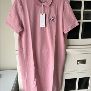 Lacoste Pink Polo Shirt Dress with Fun Embroidered Logo